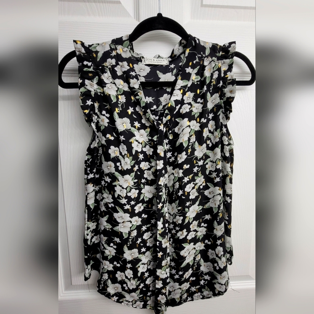 Black floral blouse